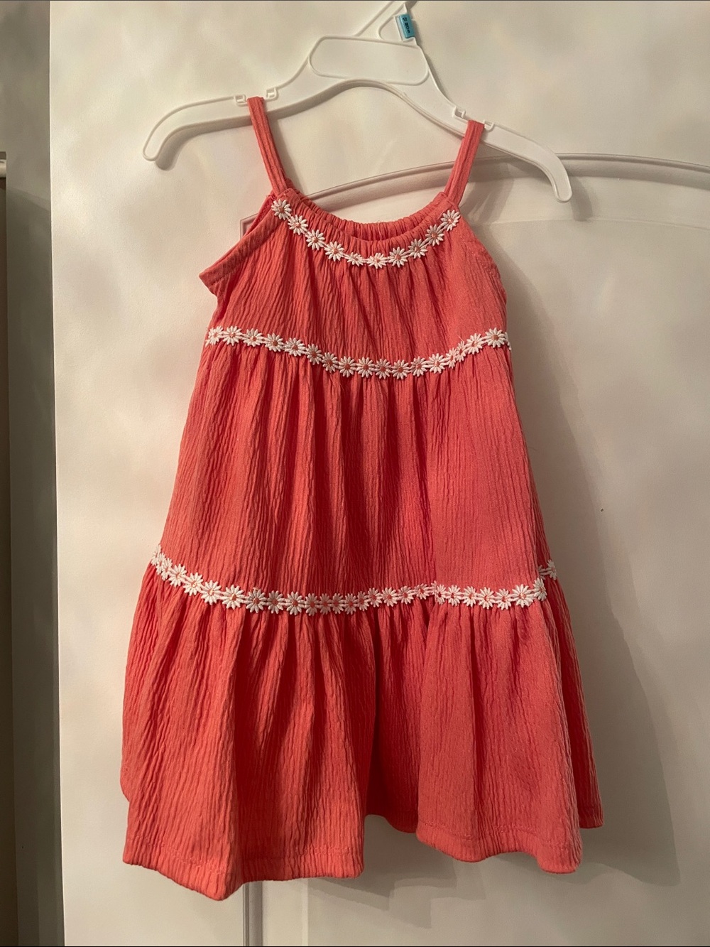 btween Coral Pink Daisy Trim Sundress